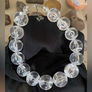 Clear Beaded Statement Necklace - Transparent Fashion Jewelry